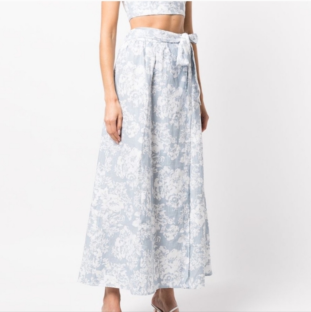 Reformation Blue and White Floral Maxi Skirt